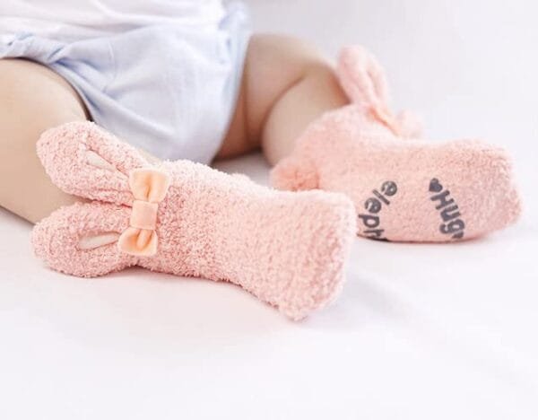 FainFun Anti-Slip Barnsockor, 2 par Vinter Strumpor för Baby - Bild 3
